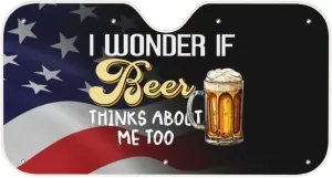 I Wonder If Beer Thinks About Me Too Kangweida Stay Cool Car Windshield Sunshade Sun Protection