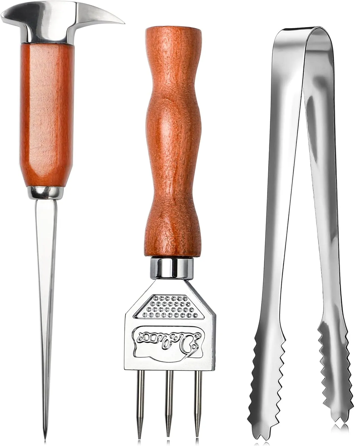 Ice Pick set of 2-7 Inch and 8.6Inch Stainless Steel Ice Crusher with Wood Handle, Japanese Style Ice Chipper Ideal for Bars and Home Premium Ice Crusher Tools for Bartender Best Carving Tool