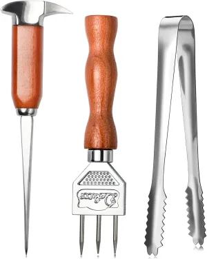 Ice Pick set of 2-7 Inch and 8.6Inch Stainless Steel Ice Crusher with Wood Handle, Japanese Style Ice Chipper Ideal for Bars and Home Premium Ice Crusher Tools for Bartender Best Carving Tool