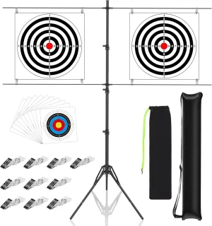 Ideagle Adjustable Paper Target Stand with 10 Clips,10 Bullseye Targets, Shooting Target Stand for BB Gun, Airsoft and Pellet Target Practice