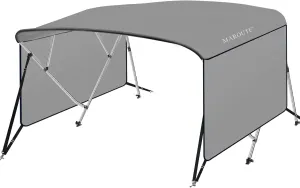IDEALHOUSE 4 Bow Bimini Tops for Boat Cover with 1” Aluminum Alloy Frame, Include 2 Straps, 2 Adjustable Rear Support Pole, Zippered Storage Boot, PU Coating Canvas（8'L x 54" H x 73"-78" W ，Gray ）