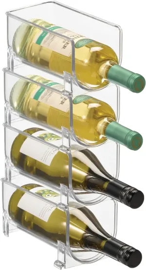iDesign Stackable Bottle Holder for Water or Wine Bottles - Set of 4 - Clear