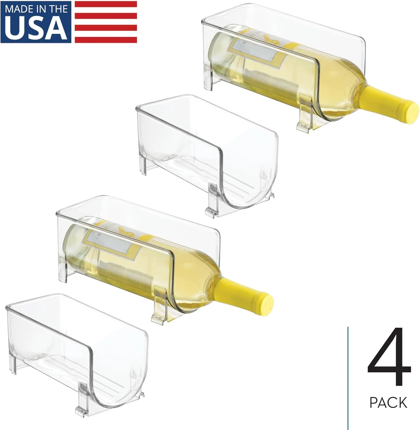 iDesign Stackable Bottle Holder for Water or Wine Bottles - Set of 4 - Clear