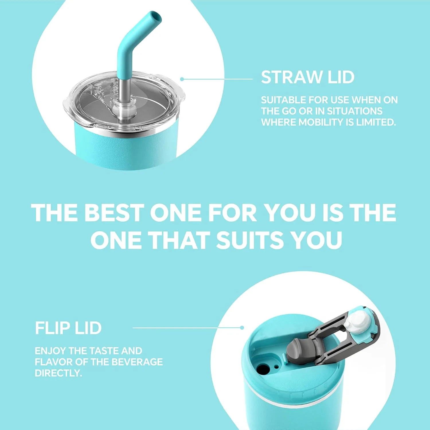 Ideus 24oz Insulated Travel Coffee Tumbler, Coffee Cups with Lids and Straw, Stainless Steel Coffee Mug, Double Wall Vacuum Flask for Adult Men and Women, Sky Blue