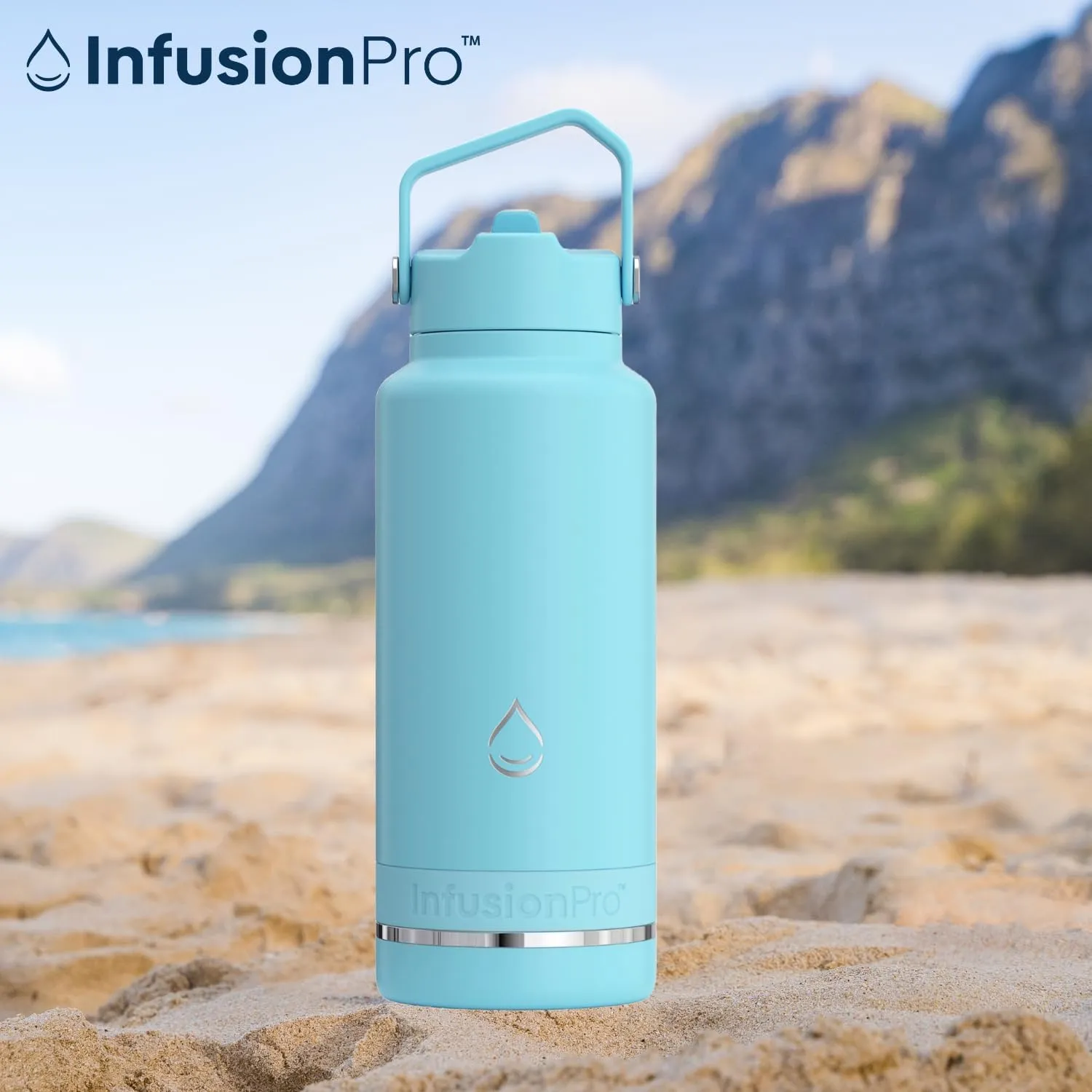 Infusion Pro Fruit Infuser Water Bottle with Straw Lid (32 oz) Stainless Steel Vacuum Insulated : 50 Recipe Fruit Infusion eBook : More Flavor : Easy Cleaning : Great Gift