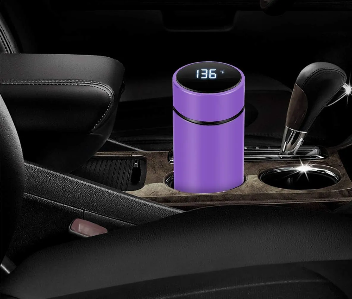 Insulated bottle,Coffee bottle,Tea Infuser Bottle,Smart Sports Water Bottle with LED Temperature Display,Double Wall Vacuum Insulated Water Bottle, Stay Hot for 24 Hrs,Cold for 24 Hrs (Purple)