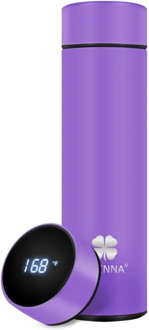 Insulated bottle,Coffee bottle,Tea Infuser Bottle,Smart Sports Water Bottle with LED Temperature Display,Double Wall Vacuum Insulated Water Bottle, Stay Hot for 24 Hrs,Cold for 24 Hrs (Purple)