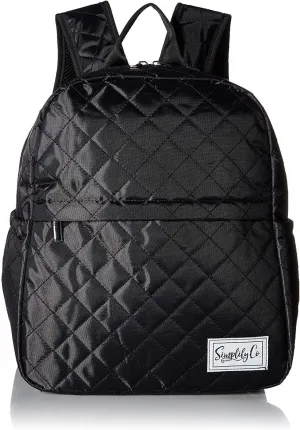 Insulated Mini Backpack Lunch Bag w/Padded Straps & Drink Side Pockets (Black)