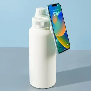 Insulated Water Bottle with Magnetic Phone Handle! Introducing the Hydration Buddy – Your Ultimate Hydration Solution (Milk)
