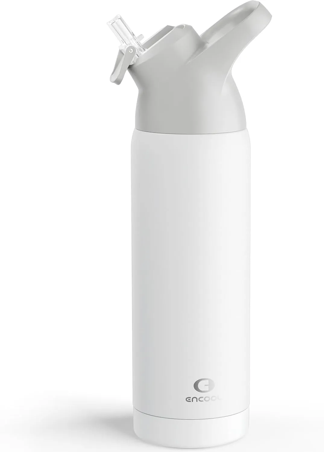 Insulated Water Bottle with Straw - Encool Stainless Steel Water Bottle, Reusable Leakproof and BPA-Free for Sports, Travel, Cold for 24 Hours, 24 oz, Snowflake