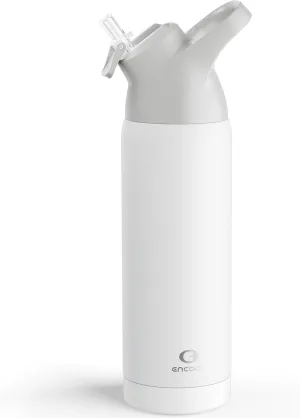 Insulated Water Bottle with Straw - Encool Stainless Steel Water Bottle, Reusable Leakproof and BPA-Free for Sports, Travel, Cold for 24 Hours, 24 oz, Snowflake