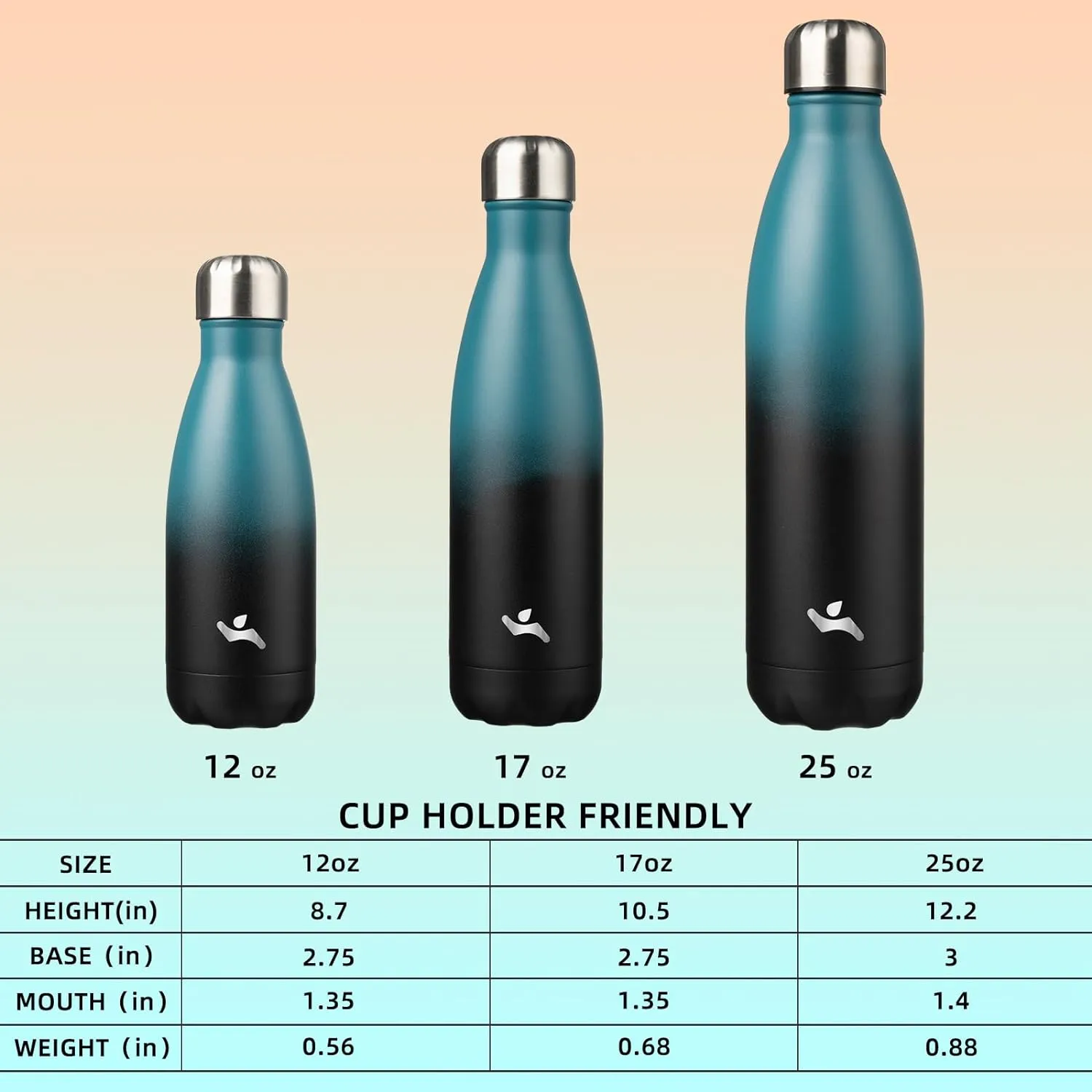 Insulated Water Bottles,17 oz Double Wall Stainless Steel Vacumm Metal Flask for Sports Travel,Indigo Black