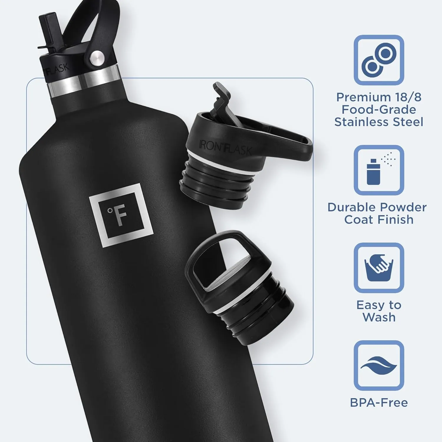 IRON °FLASK Camping & Hiking Hydration Canteens - 3 Lids (Narrow Straw Lid) Leak Proof Vacuum Insulated Stainless Steel - Hot & Cold Double Walled Sports Water Bottle - Rose, 64 Oz
