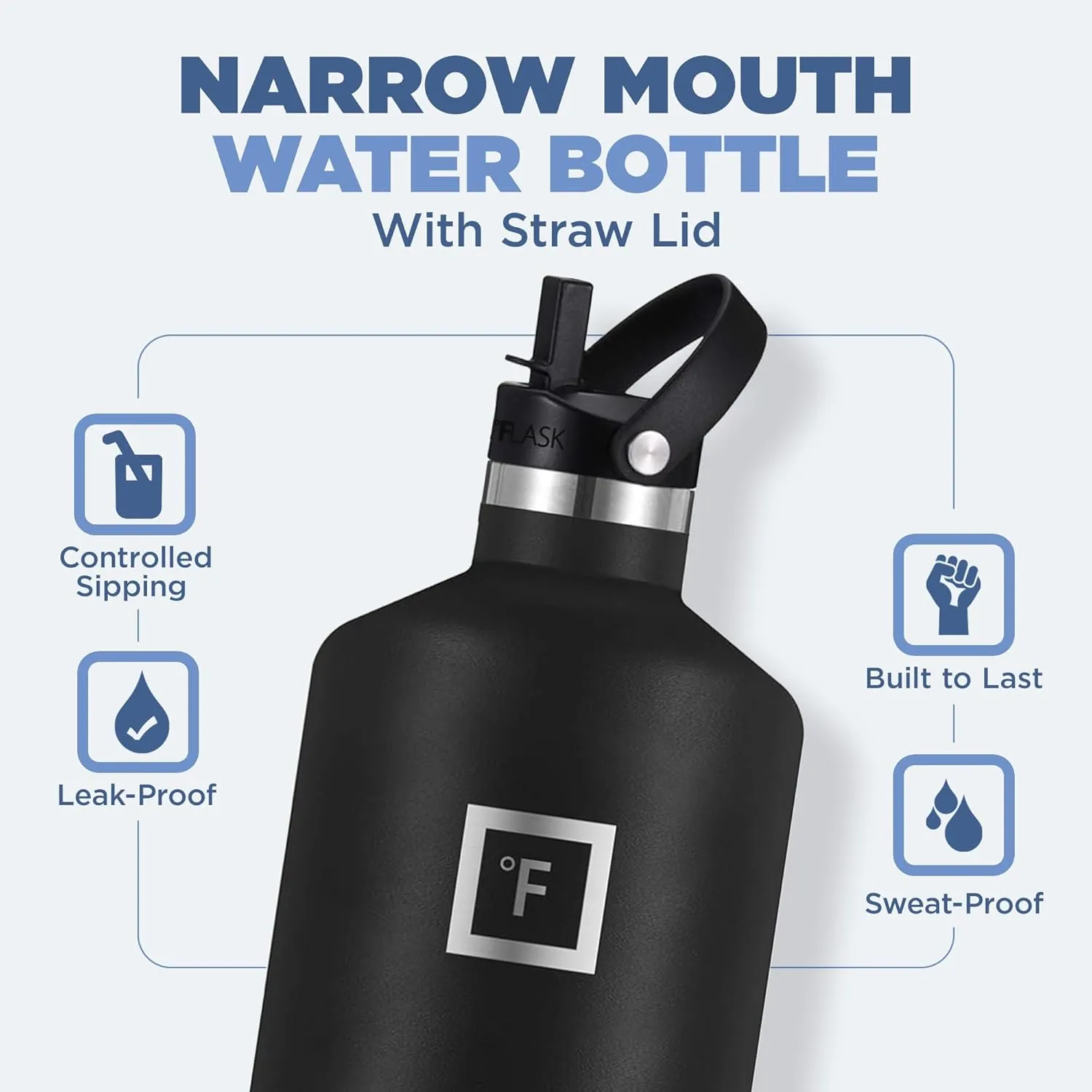 IRON °FLASK Camping & Hiking Hydration Canteens - 3 Lids (Narrow Straw Lid) Leak Proof Vacuum Insulated Stainless Steel - Hot & Cold Double Walled Sports Water Bottle - Rose, 64 Oz