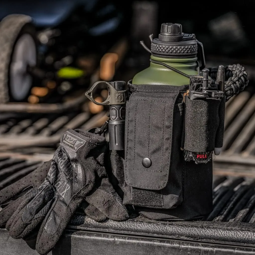 Iron Infidel Battle Bottle - Half Gallon Insulated Water Bottle with Paracord Handle, Large 64 oz Stainless Steel Water Jug with Rugged, Removable Sleeve for Keys, Wallet & Phone (Widowmaker 2L)