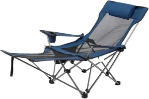 IRYZE Outdoor Chair Folding Camping Chair Folding Recliner Chair Camping Folding Chair Beach Sun Patio Chaise Lounge Chair Pool Lawn Lounger Camping Chair Foldable Chair (Color : Blue)