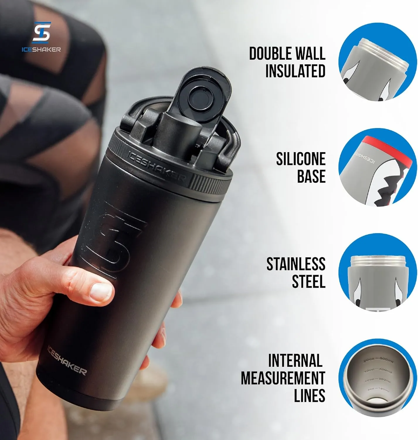 IS ICESHAKER Ice Shaker 26oz Insulated Protein Shaker Bottle, Air Force A-10 Warthog Design, Stainless-Steel Gym Protein Shaker Water Bottle, As Seen on Shark Tank, Warthog…