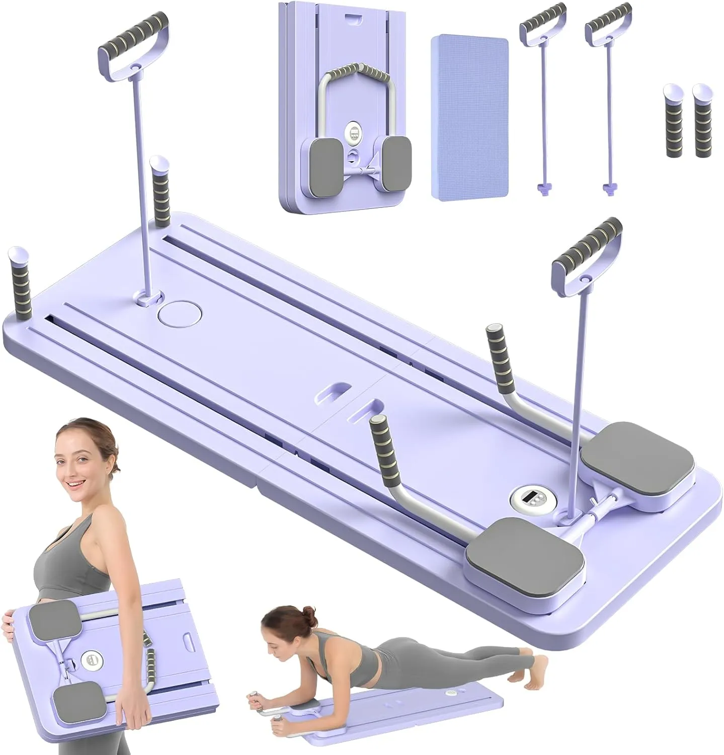 JANUA Pilates Board - Pilates Reformer Set, Multi-Purpose Foldable Pilates Reformer Board for Home, 5 in 1 Pilates Sliding Board (Purple)