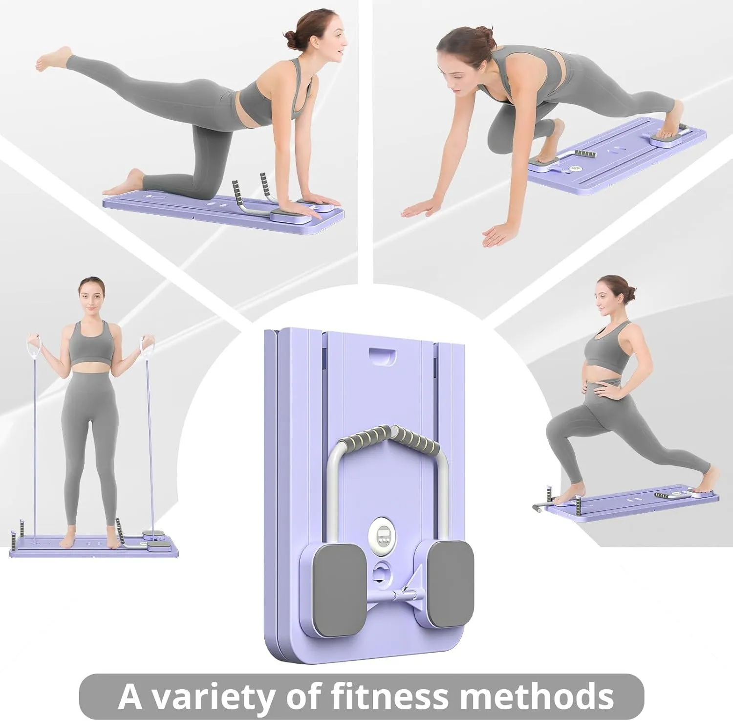 JANUA Pilates Board - Pilates Reformer Set, Multi-Purpose Foldable Pilates Reformer Board for Home, 5 in 1 Pilates Sliding Board (Purple)