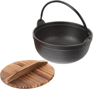 Japanese Nonstick Cooking Pot with Lid Thick Iron Hot Pot for Outdoor Camping for Soup and Stir Fry Temperature Resistant and Versatile Cookware