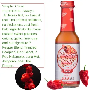Jersey Girl Hot Sauce 5oz (Variety Pack 3, Classic Habanero, Sizzlin Ghost Pepper & Scorchin' Carolina Reaper) Sodium Free Hot Sauce Set