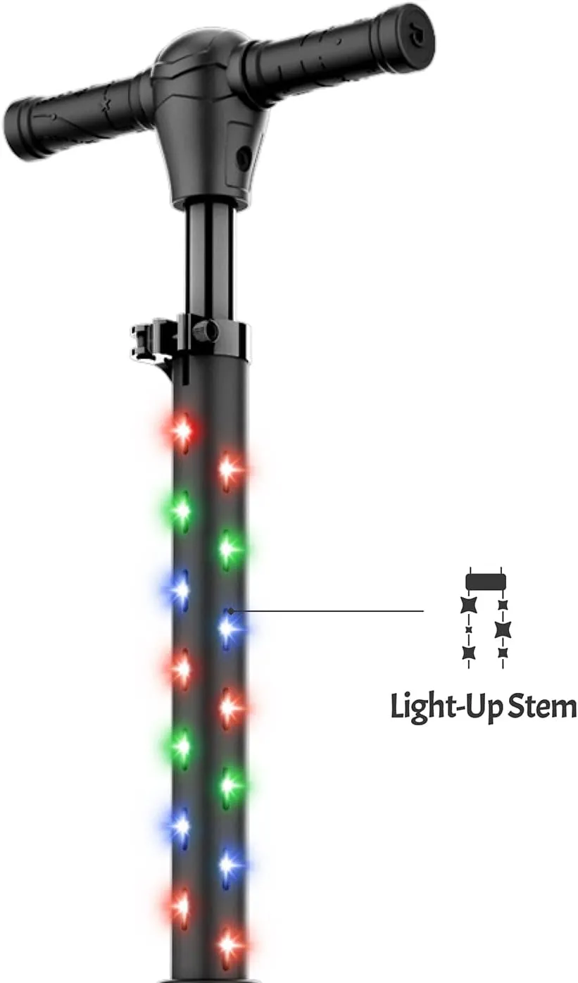 Jetson 3-Wheel Light-Up Kick Scooter, Lights on Stem & Wheels, Height Adjustable Handlebar, Rear Brake, Foldable, Ages 3 