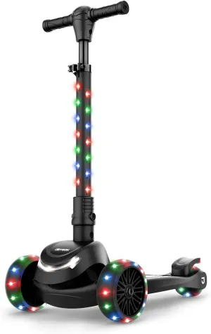 Jetson 3-Wheel Light-Up Kick Scooter, Lights on Stem & Wheels, Height Adjustable Handlebar, Rear Brake, Foldable, Ages 3 