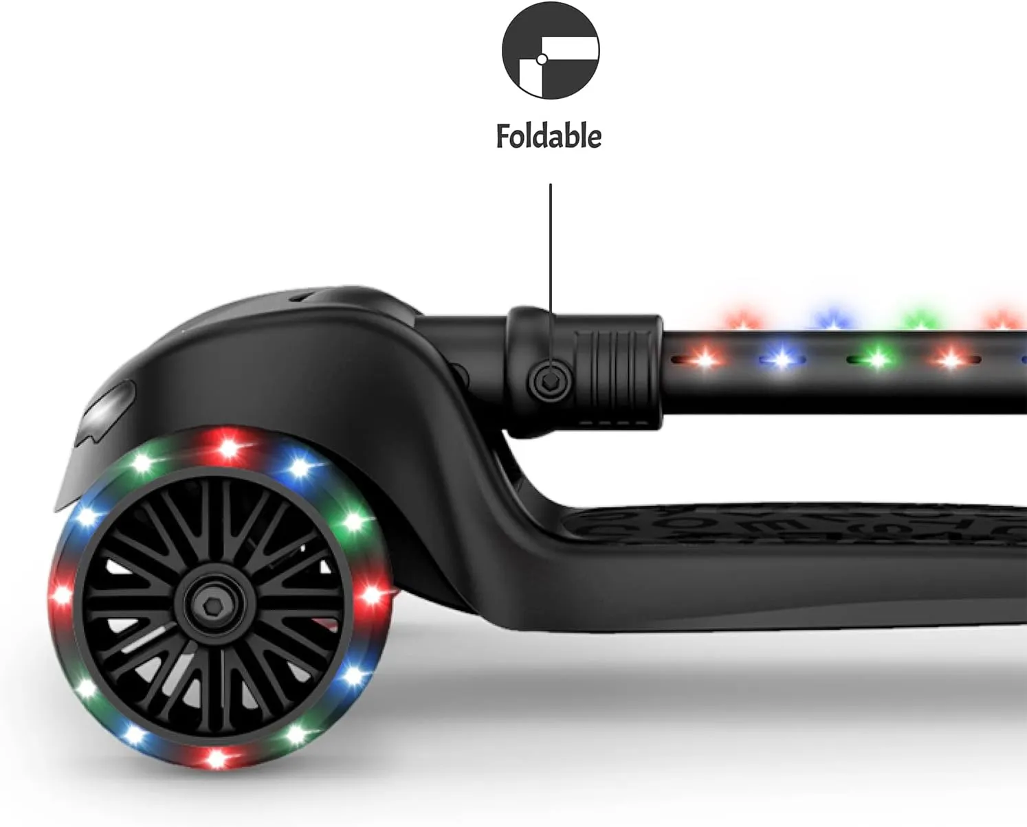 Jetson 3-Wheel Light-Up Kick Scooter, Lights on Stem & Wheels, Height Adjustable Handlebar, Rear Brake, Foldable, Ages 3 