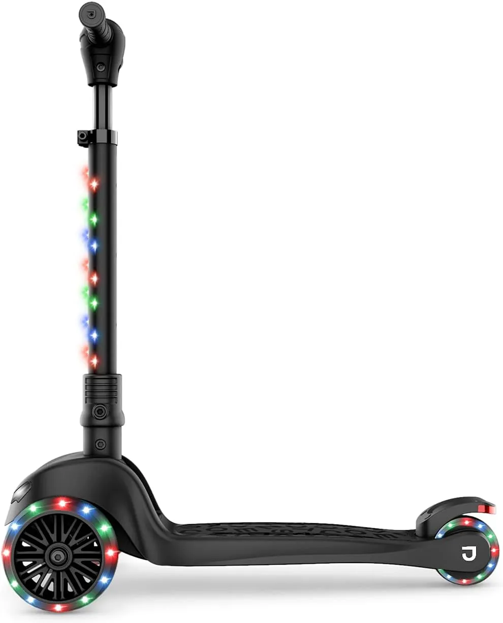 Jetson 3-Wheel Light-Up Kick Scooter, Lights on Stem & Wheels, Height Adjustable Handlebar, Rear Brake, Foldable, Ages 3 