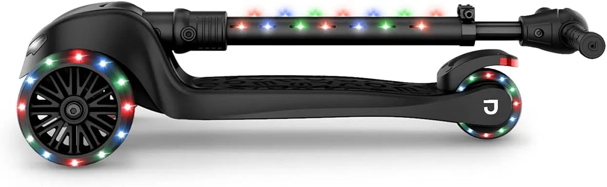 Jetson 3-Wheel Light-Up Kick Scooter, Lights on Stem & Wheels, Height Adjustable Handlebar, Rear Brake, Foldable, Ages 3 
