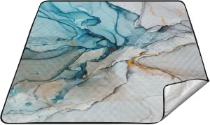 JIPONI Picnic Blankets 78"x78" Extra Large Waterproof Outdoor Blanket Colorful Marble Foldable Portable Picnic Mat for Beach Camping