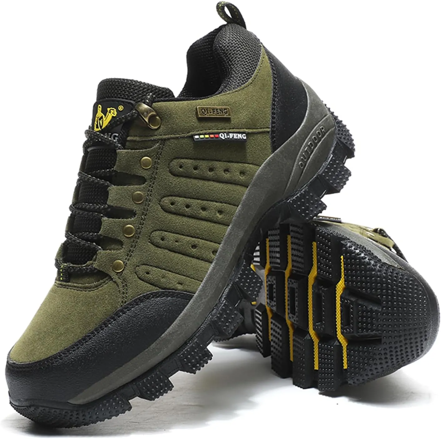 JiuQing Men's Walking Shoes Waterproof Hiking Boots Non-Slip Low Rise Trekking Outdoor Sports Shoes