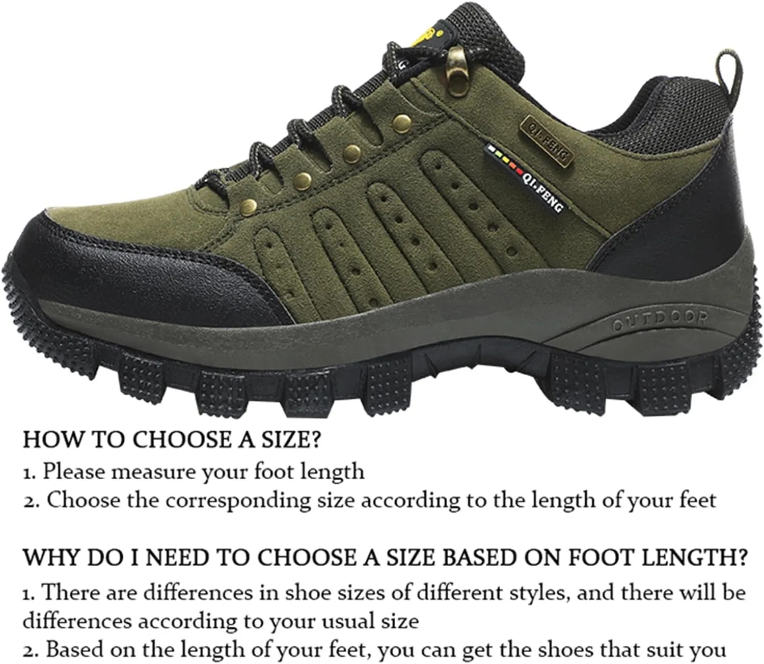 JiuQing Men's Walking Shoes Waterproof Hiking Boots Non-Slip Low Rise Trekking Outdoor Sports Shoes