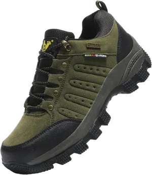 JiuQing Men's Walking Shoes Waterproof Hiking Boots Non-Slip Low Rise Trekking Outdoor Sports Shoes