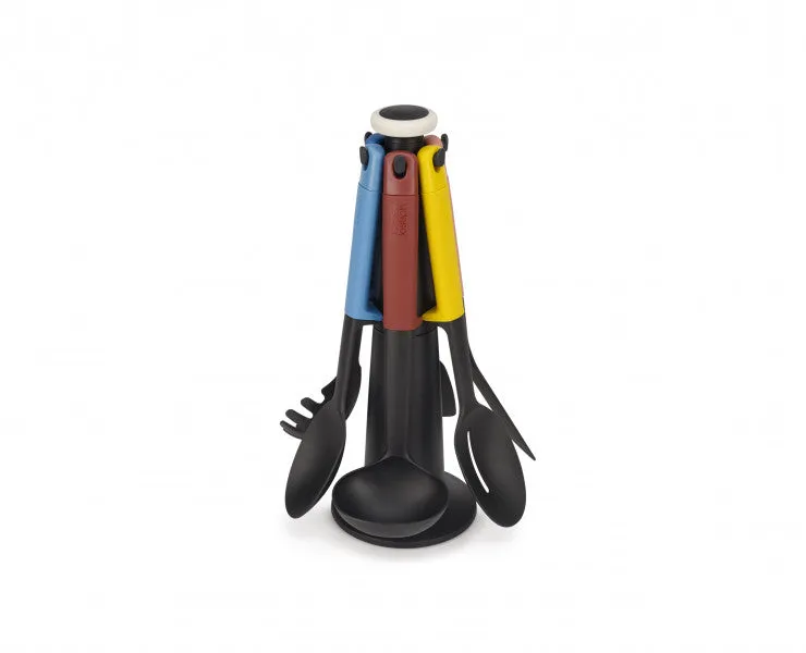 Joseph Joseph Elevate Carousel - 6 Piece (Set includes: solid spoon, slotted spoon, slotted turner, flexible turner, spaghetti claw, ladle. Utensils Stand)