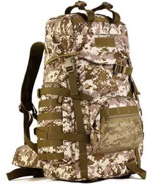 Jungle Leopard 60L Tactical Backpack Man with Tripod Holer Army Rucksack Sports Bag for Hiking Camping Hunting Trekking(S419-60-DD)