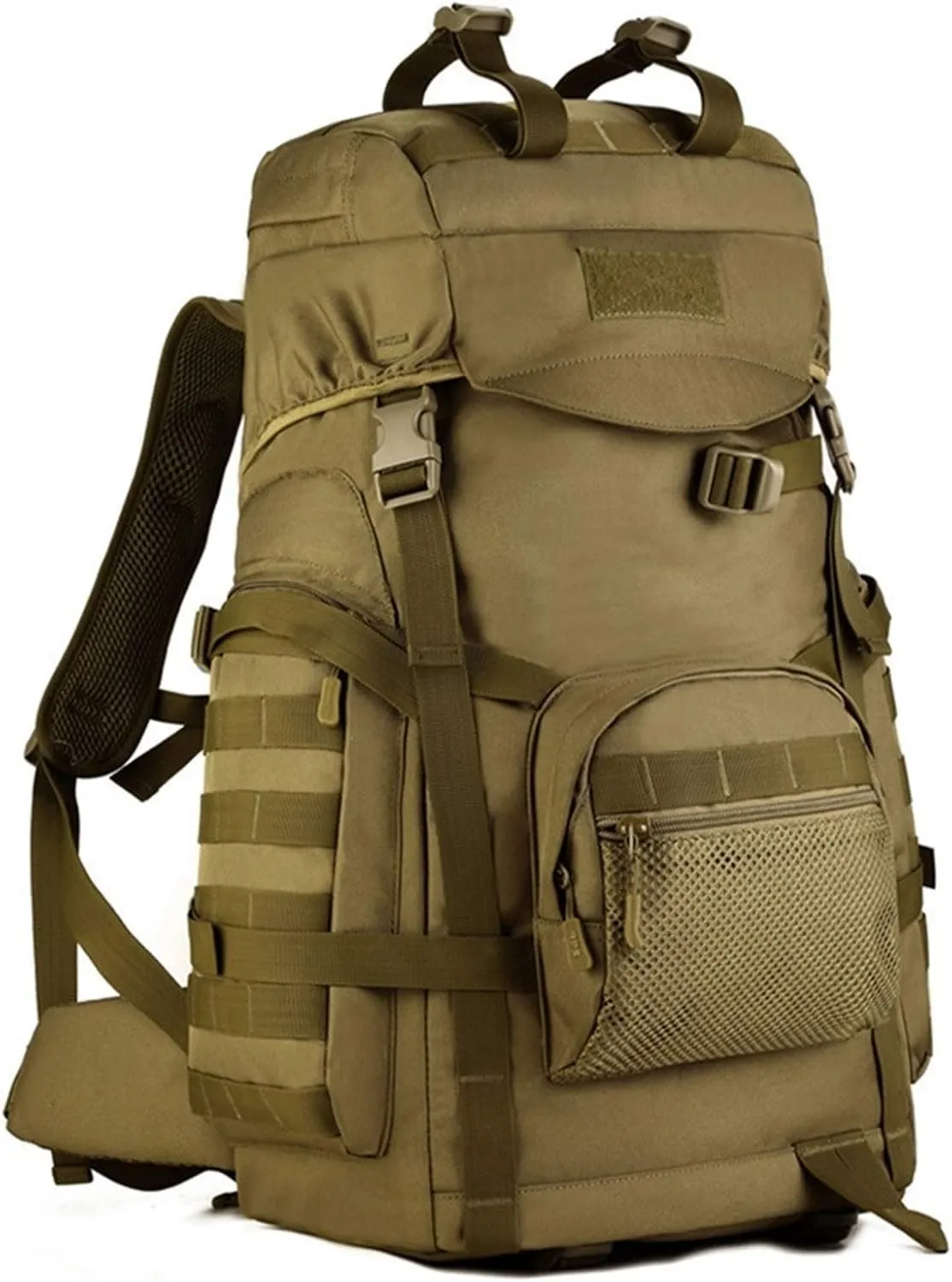 Jungle Leopard 60L Tactical Backpack Man with Tripod Holer Army Rucksack Sports Bag for Hiking Camping Hunting Trekking(S419-60-DD)