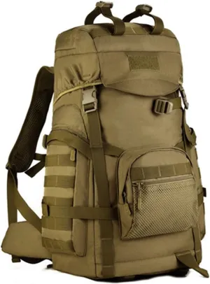 Jungle Leopard 60L Tactical Backpack Man with Tripod Holer Army Rucksack Sports Bag for Hiking Camping Hunting Trekking(S419-60-T)