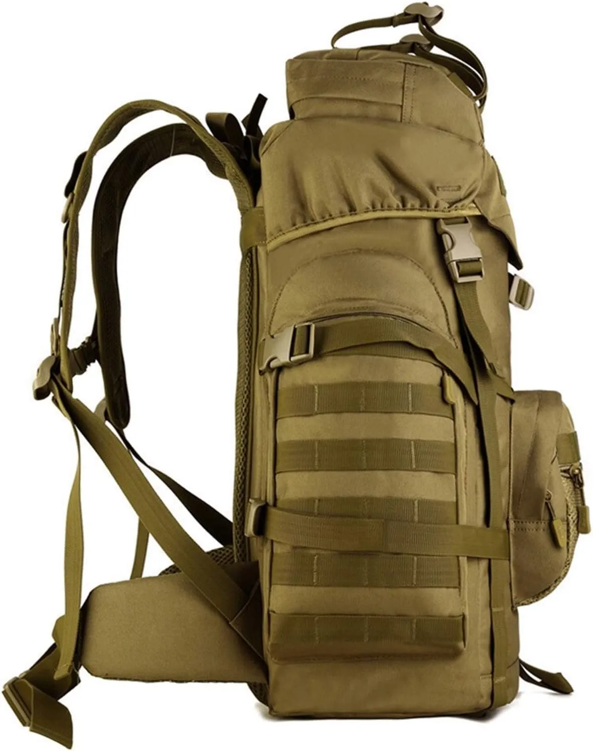 Jungle Leopard 60L Tactical Backpack Man with Tripod Holer Army Rucksack Sports Bag for Hiking Camping Hunting Trekking(S419-60-T)