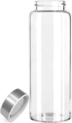 Kablo 32 oz Glass Water Bottle, Wide Mouth, BPA Free with Leak-Proof Stainless Steel Lid