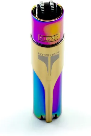 Kasher's Metallic Lighter with Multipurpose Tool - Refillable Metal Lighter & Case (ICY, Gold)