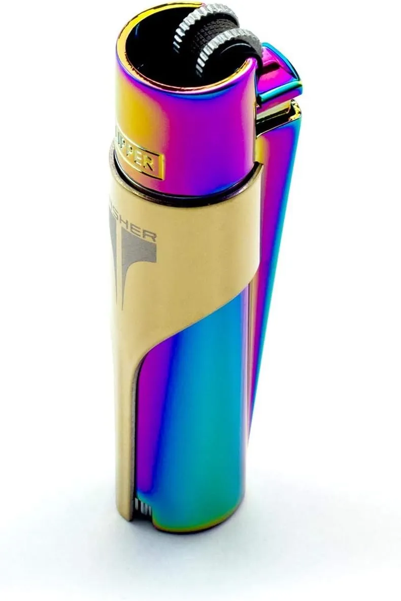 Kasher's Metallic Lighter with Multipurpose Tool - Refillable Metal Lighter & Case (ICY, Gold)