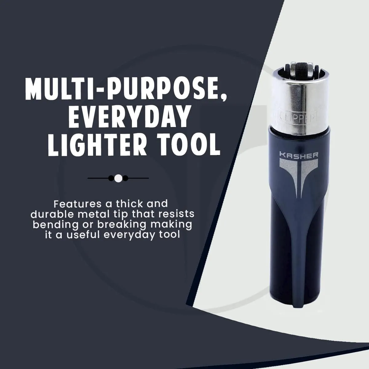 Kasher's Metallic Lighter with Multipurpose Tool - Refillable Metal Lighter & Case (ICY, Gold)