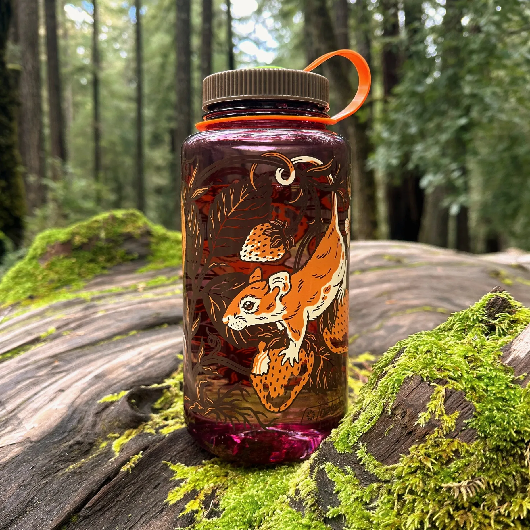 Kate O’Hara Strawberries & Mice Cherry Blossom 32oz Nalgene Water Bottle