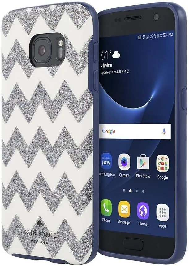 kate spade new york Flexible Hardshell Case for Samsung Galaxy S7- Chevron Multi Glitter - KSSA-022-CVMG
