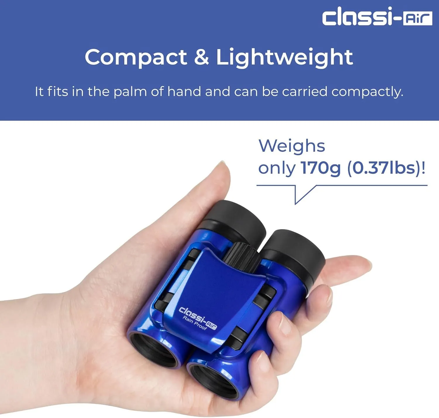 Kenko Binocular Classi-Air 8x21 DH, Roof Prism, Lightweight, Foldable & Compact Design, Multi-Coating, Blue 021378