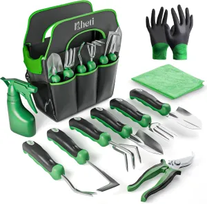 KHETI 𝗡𝗲𝘄𝗲𝘀𝘁 11-Piece Heavy Duty Stainless Steel Garden Tool Set – Includes Spade, Shovel & More, Perfect for Digging & Plant Care, Ideal Gift for Women & Mothers