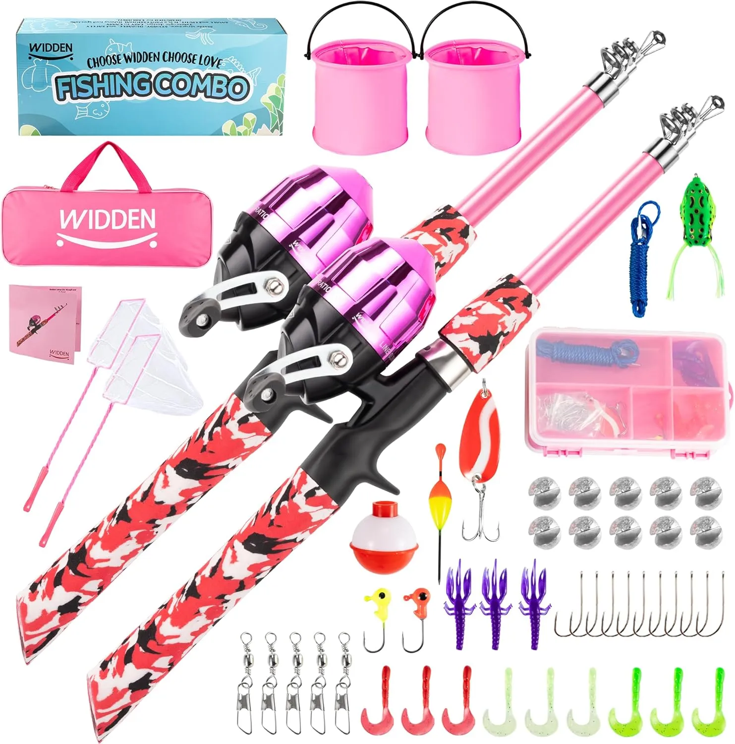 Kids Fishing Pole, Portable Telescopic Kids Fishing Poles for Boys and Girls, Fishing Rod and Reel Combo Kit with Tackle Box, and Fishing Net, Best Fishing Pole for Toddler Youth