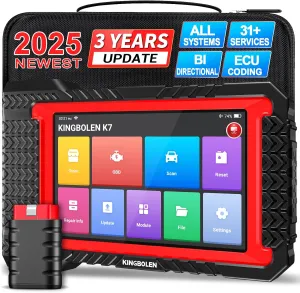 KINGBOLEN OBD2 Scanner Bluetooth, K7 Wireless Bidirectional Scan Tool with 3Yrs F.Ree Update(Worth 300), ECU Coding, 31  Resets, All Systems Car Diagnostic Scanner, FCA AutoAuth, Crankshaft Relearn
