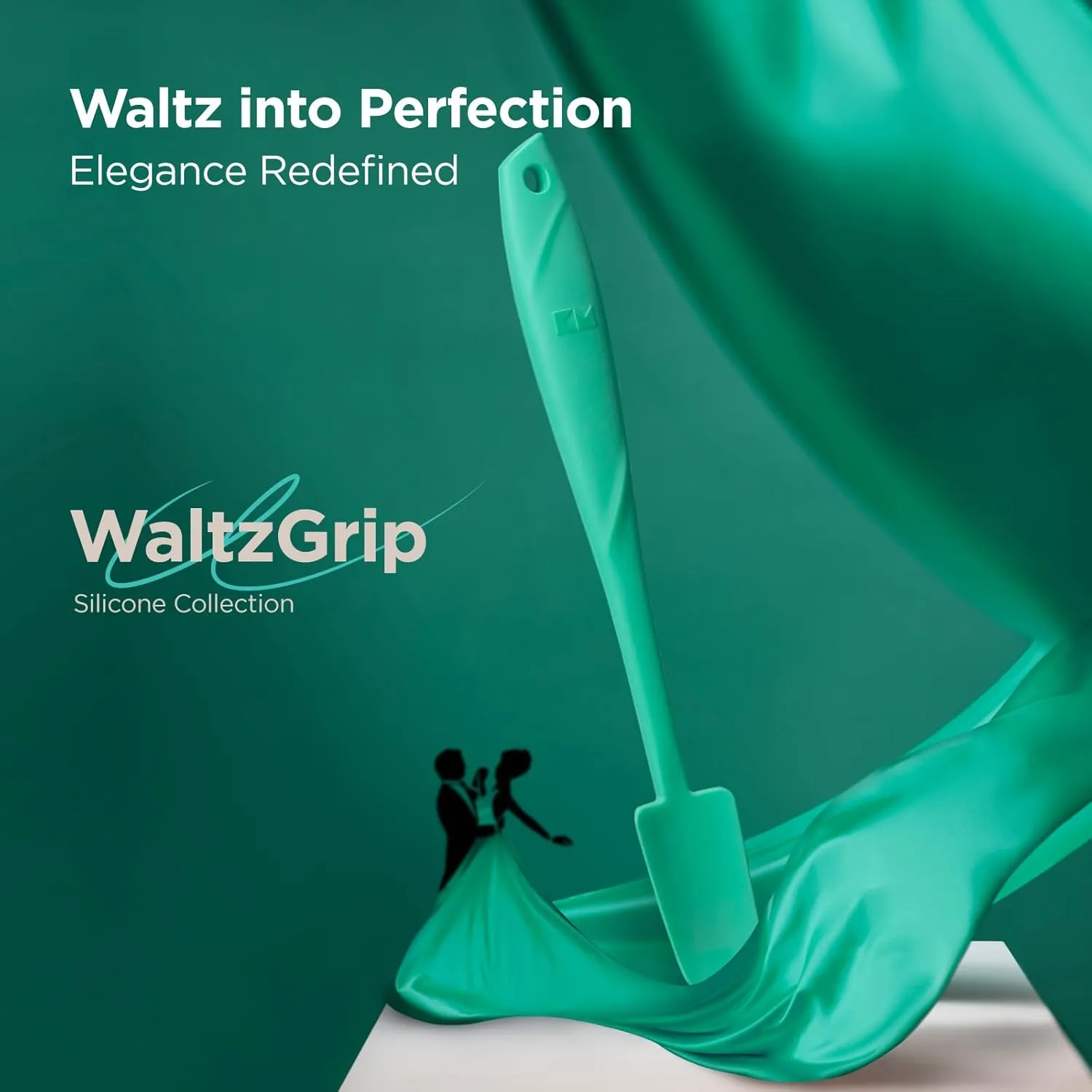 Kitchen Mama WaltzGrip Platinum Silicone Jar and Can Spatula Set: Heat-Resistant, Dishwasher Safe, Ergonomic Grip, Perfect for Mixing and Scraping, Nonstick Cookware (Teal)